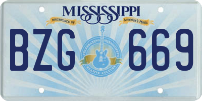MS license plate BZG669