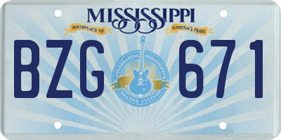 MS license plate BZG671