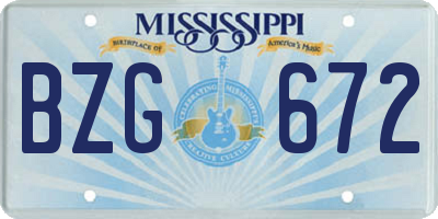 MS license plate BZG672