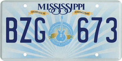 MS license plate BZG673
