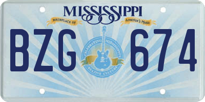 MS license plate BZG674