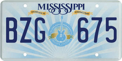 MS license plate BZG675