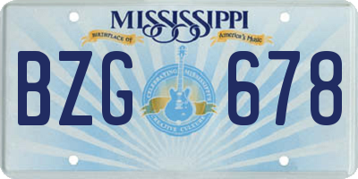 MS license plate BZG678