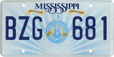 MS license plate BZG681