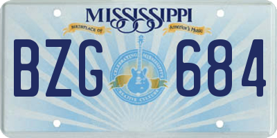 MS license plate BZG684