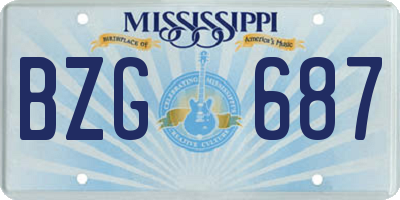 MS license plate BZG687