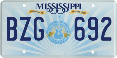MS license plate BZG692