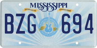 MS license plate BZG694