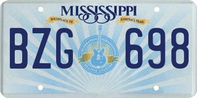 MS license plate BZG698