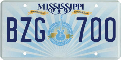 MS license plate BZG700
