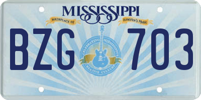 MS license plate BZG703