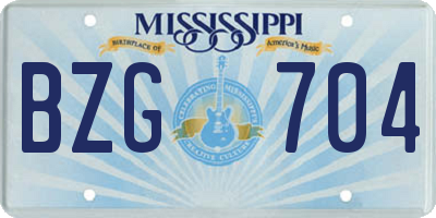 MS license plate BZG704