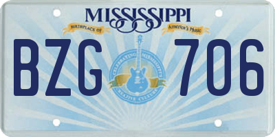 MS license plate BZG706