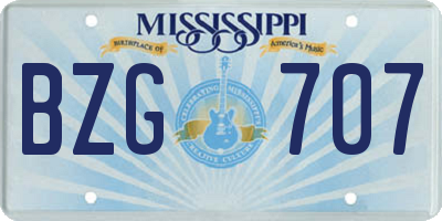 MS license plate BZG707