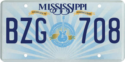 MS license plate BZG708