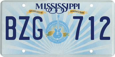 MS license plate BZG712