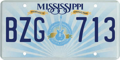 MS license plate BZG713