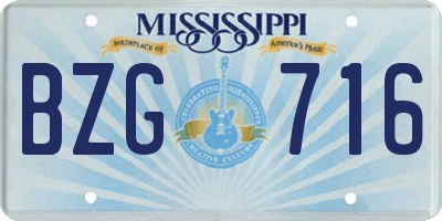 MS license plate BZG716