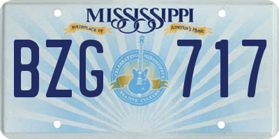 MS license plate BZG717