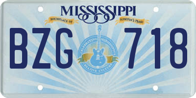 MS license plate BZG718