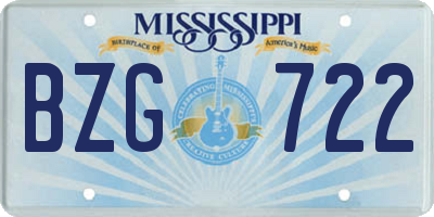 MS license plate BZG722