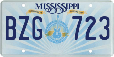 MS license plate BZG723