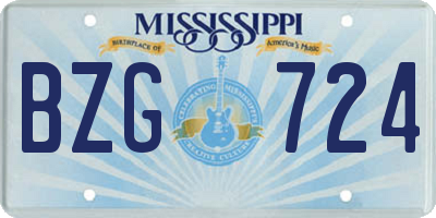 MS license plate BZG724