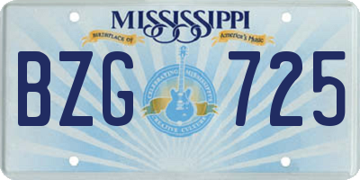 MS license plate BZG725