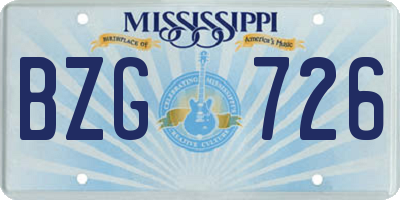 MS license plate BZG726