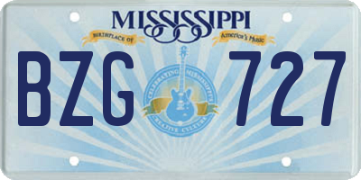 MS license plate BZG727