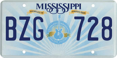 MS license plate BZG728