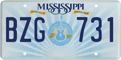 MS license plate BZG731