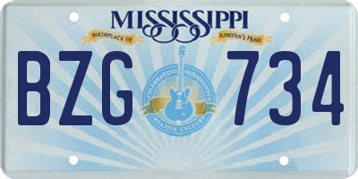 MS license plate BZG734
