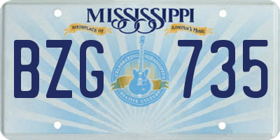 MS license plate BZG735