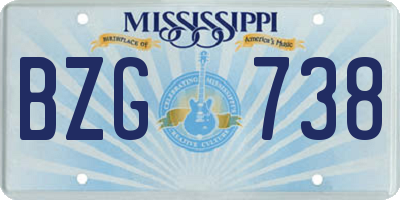 MS license plate BZG738