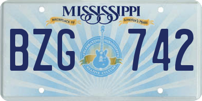 MS license plate BZG742