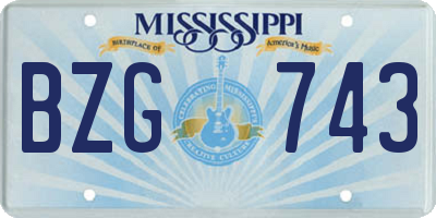 MS license plate BZG743