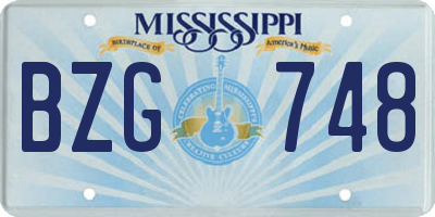 MS license plate BZG748