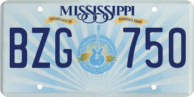 MS license plate BZG750