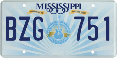 MS license plate BZG751