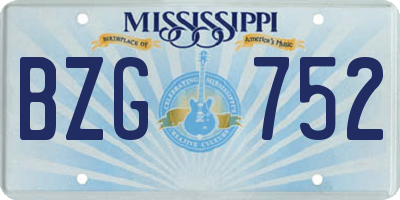 MS license plate BZG752