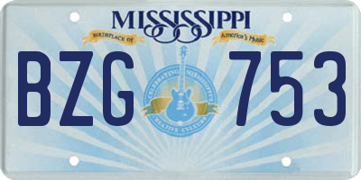 MS license plate BZG753