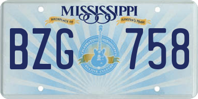 MS license plate BZG758