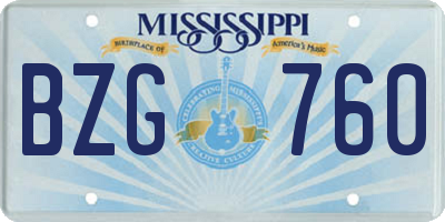 MS license plate BZG760