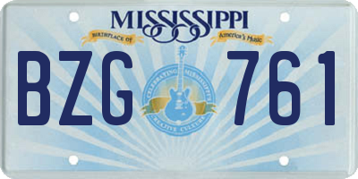 MS license plate BZG761