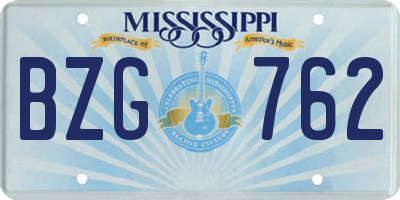 MS license plate BZG762
