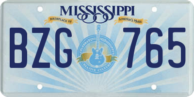 MS license plate BZG765