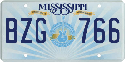 MS license plate BZG766