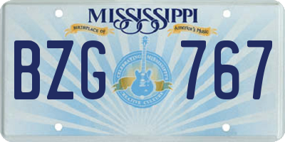 MS license plate BZG767