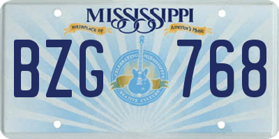 MS license plate BZG768